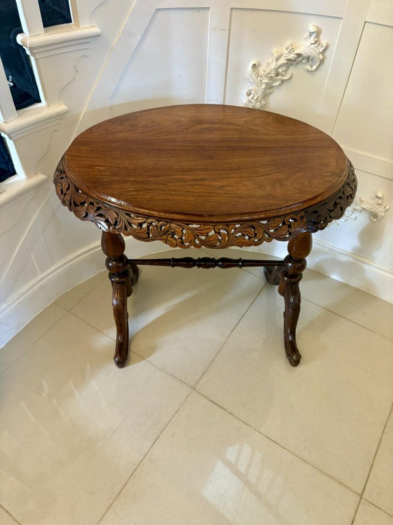 Unusual Oval Antique Victorian Quality Padauk Wood Lamp Table - Image 8